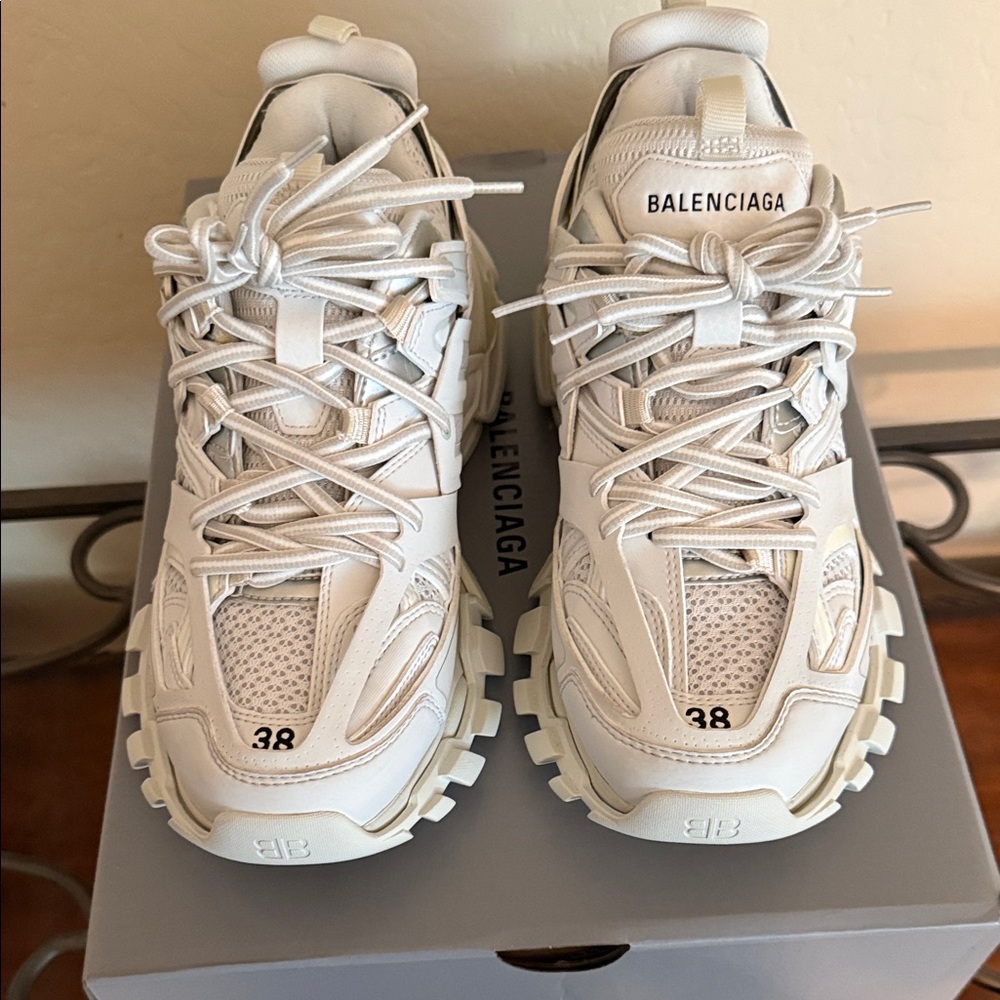 Balenciaga White / Cream Track Sneakers